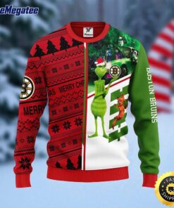 NHL Boston Bruins Ugly Sweater Grinch And Scooby doo Ugly Christmas Sweater For Fans