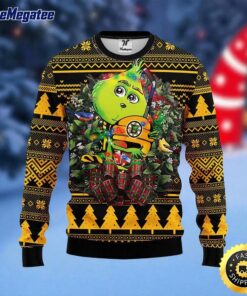 NHL Boston Bruins Ugly Sweater Grinch Hug Ugly Christmas Sweater For Fans