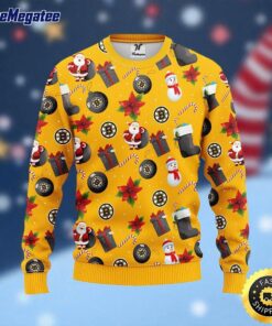 NHL Boston Bruins Ugly Sweater Santa Claus Snowman Ugly Christmas Sweater For Fans