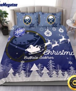 NHL Buffalo Sabres Bedding Sets Santa Claus Sleigh And Reindeer Christmas Quilt Bedding Sets 2025