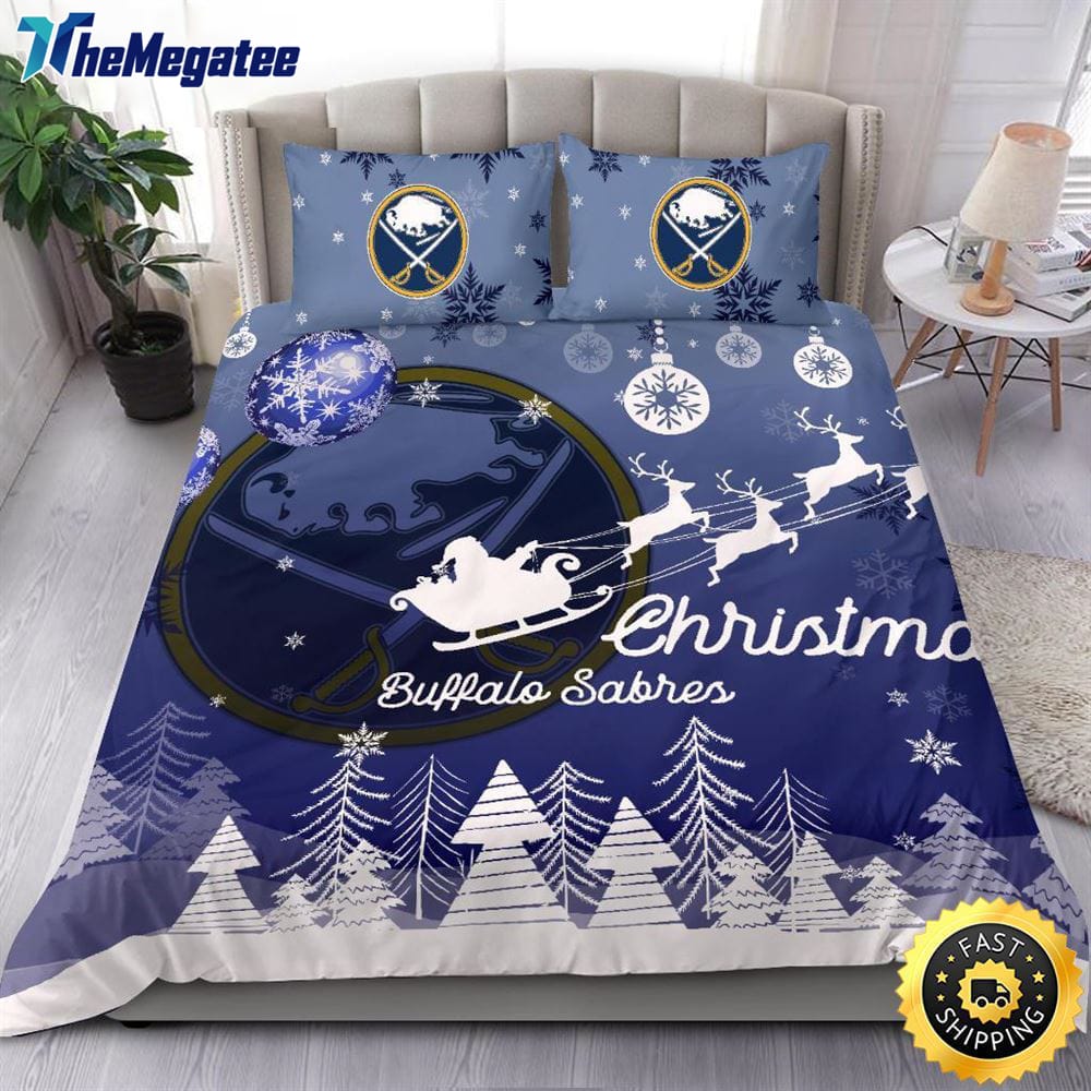 NHL Buffalo Sabres Bedding Sets Santa Claus Sleigh And Reindeer Christmas Quilt Bedding Sets 2025 NHL Buffalo Sabres Bedding Sets Santa Claus Sleigh And Reindeer Christmas Quilt Bedding Sets 2025