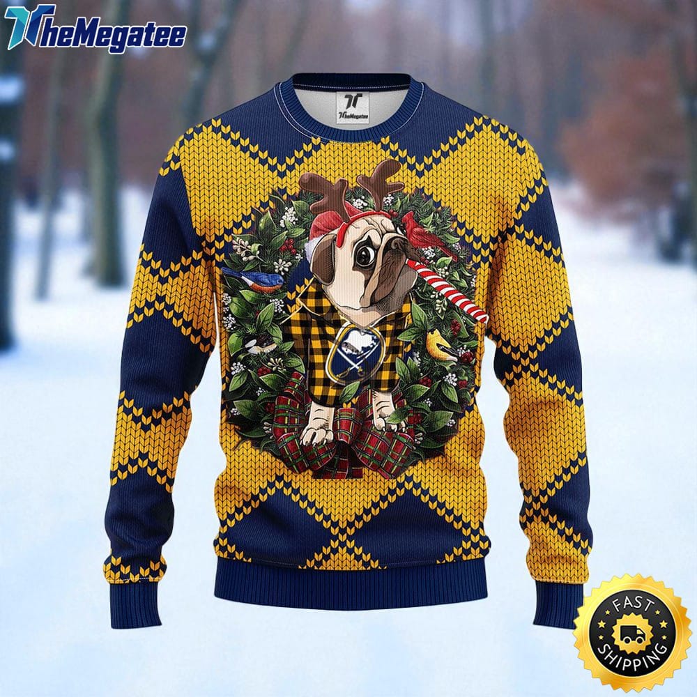 NHL Buffalo Sabres Ugly Sweater Pub Dog Ugly Christmas Sweater For Fans NHL Buffalo Sabres Ugly Sweater Pub Dog Ugly Christmas Sweater For Fans