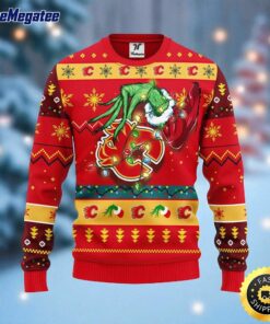 NHL Calgary Flames Ugly Sweater The Hand Of Grinch Ugly Christmas Sweater For Fans
