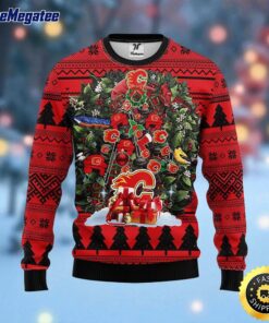 NHL Calgary Flames Ugly Sweater Tree Ugly Christmas Fleece Sweater For Fans
