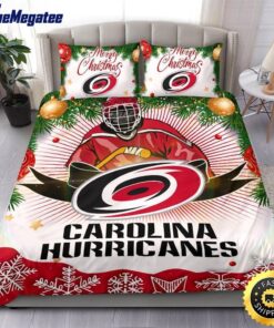 NHL Carolina Hurricanes Bedding Sets Merry Christmas Quilt Bedding Sets 2025