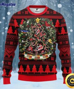 NHL Carolina Hurricanes Ugly Christmas Sweater Ball Pine Tree, NFL Christmas Sweater