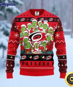 NHL Carolina Hurricanes Ugly Sweater 12 Expressions Of Grinch During The Christmas Season Sweater For Fans
