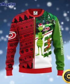 NHL Carolina Hurricanes Ugly Sweater Grinch And Scooby doo Ugly Christmas Sweater For Fans