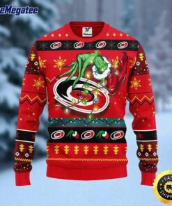 NHL Carolina Hurricanes Ugly Sweater The Hand Of Grinch Ugly Christmas Sweater For Fans