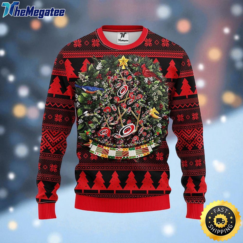 NHL Carolina Hurricanes Ugly Sweater Tree Ball Ugly Christmas Sweater For Fans NHL Carolina Hurricanes Ugly Sweater Tree Ball Ugly Christmas Sweater For Fans