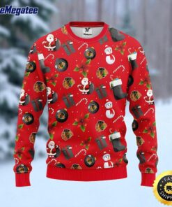 NHL Chicago Blackhawks Ugly Sweater Santa Claus Snowman Ugly Christmas Sweater For Fans