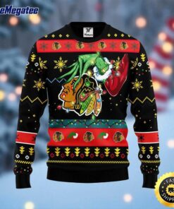 NHL Chicago Blackhawks Ugly Sweater The Hand Of Grinch Ugly Christmas Sweater For Fans