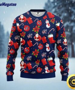 NHL Columbus Blue Jackets Ugly Sweater Santa Claus Snowman Ugly Christmas Sweater For Fans
