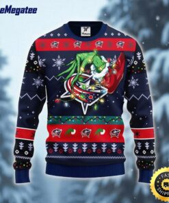 NHL Columbus Blue Jackets Ugly Sweater The Hand Of Grinch Ugly Christmas Sweater For Fans