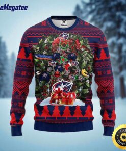 NHL Columbus Blue Jackets Ugly Sweater Tree Ugly Christmas Fleece Sweater For Fans