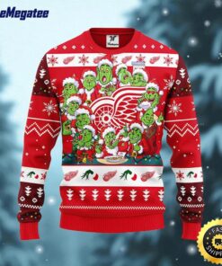 NHL Detroit Red Wings Ugly Sweater 12 Expressions Of Grinch During The Christmas Season Sweater For Fans