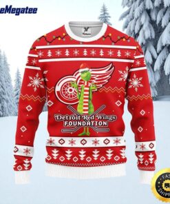 NHL Detroit Red Wings Ugly Sweater Funny Grinch Ugly Christmas Sweater For Fans