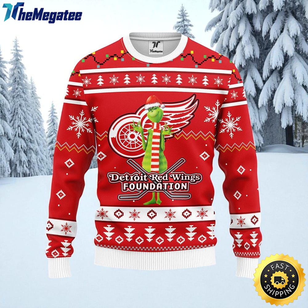 NHL Detroit Red Wings Ugly Sweater Funny Grinch Ugly Christmas Sweater For Fans NHL Detroit Red Wings Ugly Sweater Funny Grinch Ugly Christmas Sweater For Fans
