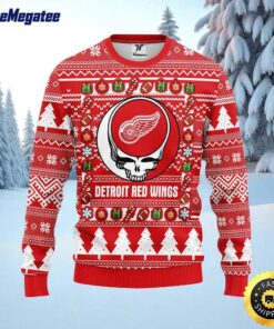 NHL Detroit Red Wings Ugly Sweater Grateful Dead Ugly Christmas Fleece Sweater For Fans
