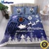 NHL Edmonton Oilers Bedding Sets Santa Claus Sleigh And Reindeer Christmas Quilt Bedding Sets 2025