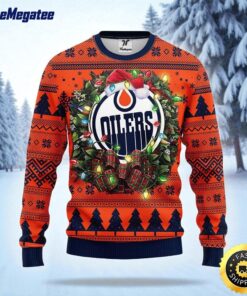 NHL Edmonton Oilers Ugly Sweater Christmas Wreath Ugly Sweater For Fans