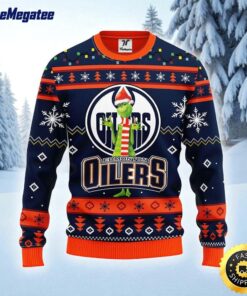 NHL Edmonton Oilers Ugly Sweater Funny Grinch Ugly Christmas Sweater For Fans