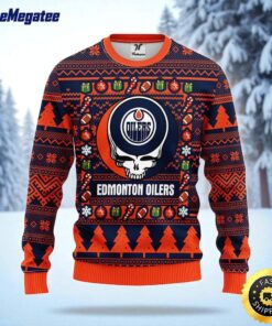 NHL Edmonton Oilers Ugly Sweater Grateful Dead Ugly Christmas Fleece Sweater For Fans