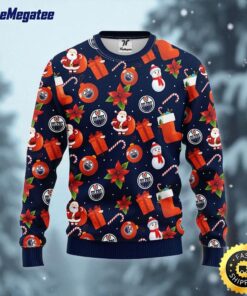 NHL Edmonton Oilers Ugly Sweater Santa Claus Snowman Ugly Christmas Sweater For Fans