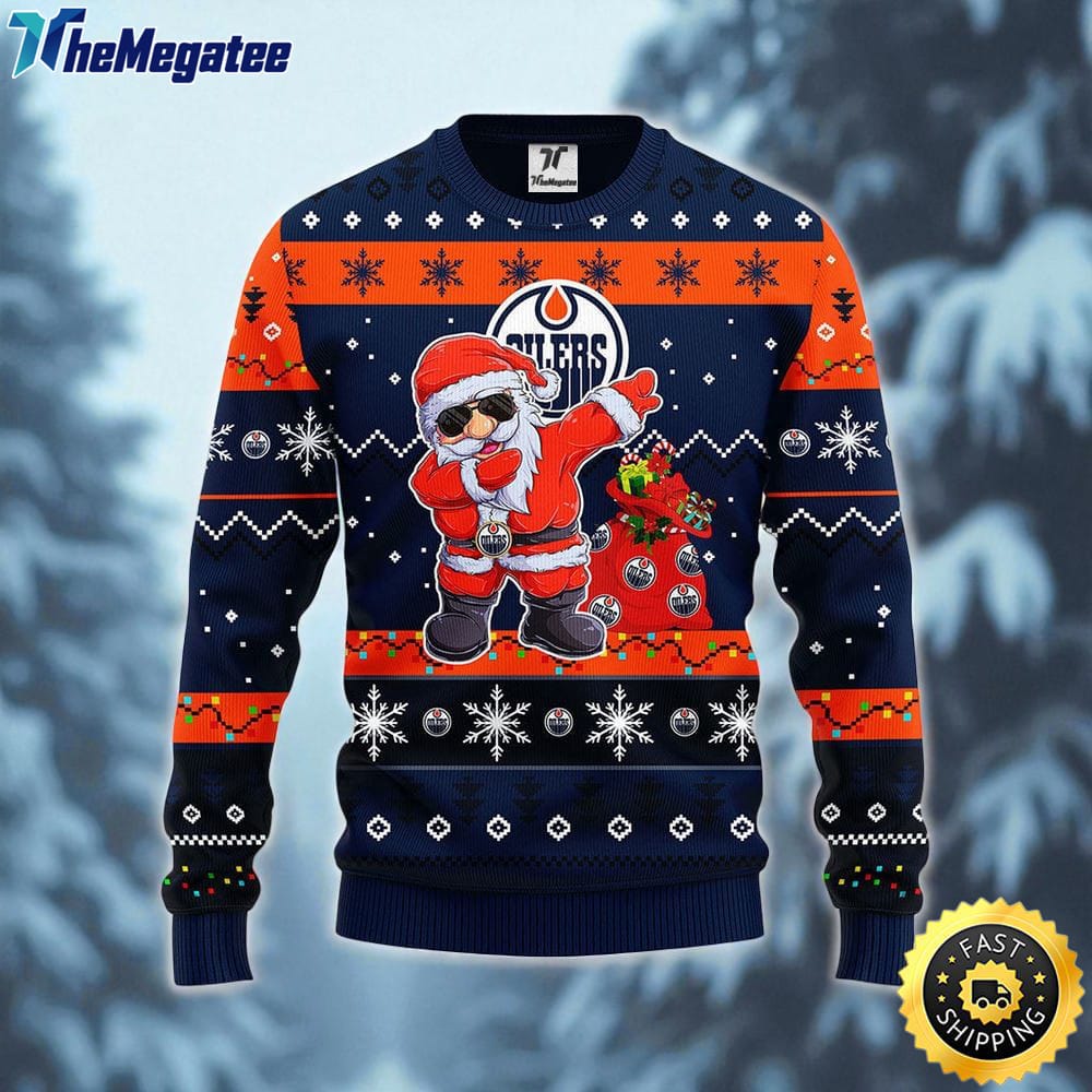 NHL Edmonton Oilers Ugly Sweater Santa Claus Ugly Christmas Sweater For Fans NHL Edmonton Oilers Ugly Sweater Santa Claus Ugly Christmas Sweater For Fans
