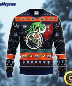 NHL Edmonton Oilers Ugly Sweater The Hand Of Grinch Ugly Christmas Sweater For Fans