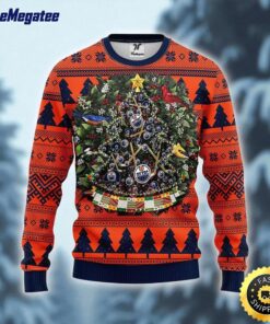 NHL Edmonton Oilers Ugly Sweater Tree Ball Ugly Christmas Sweater For Fans