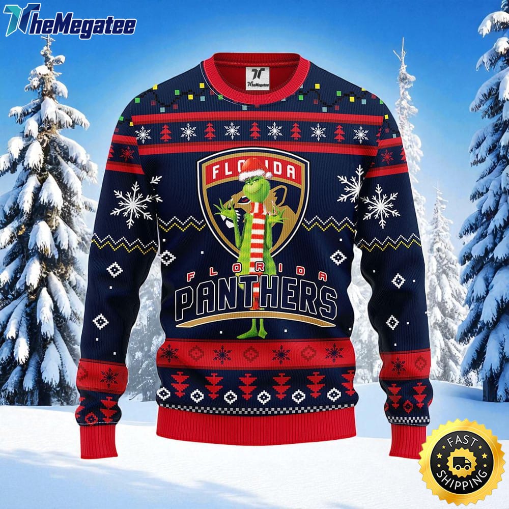 NHL Florida Panthers Ugly Sweater Funny Grinch Ugly Christmas Sweater For Fans NHL Florida Panthers Ugly Sweater Funny Grinch Ugly Christmas Sweater For Fans