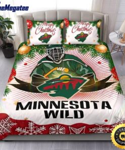 NHL Minnesota Wild Bedding Sets Merry Christmas Quilt Bedding Sets 2025