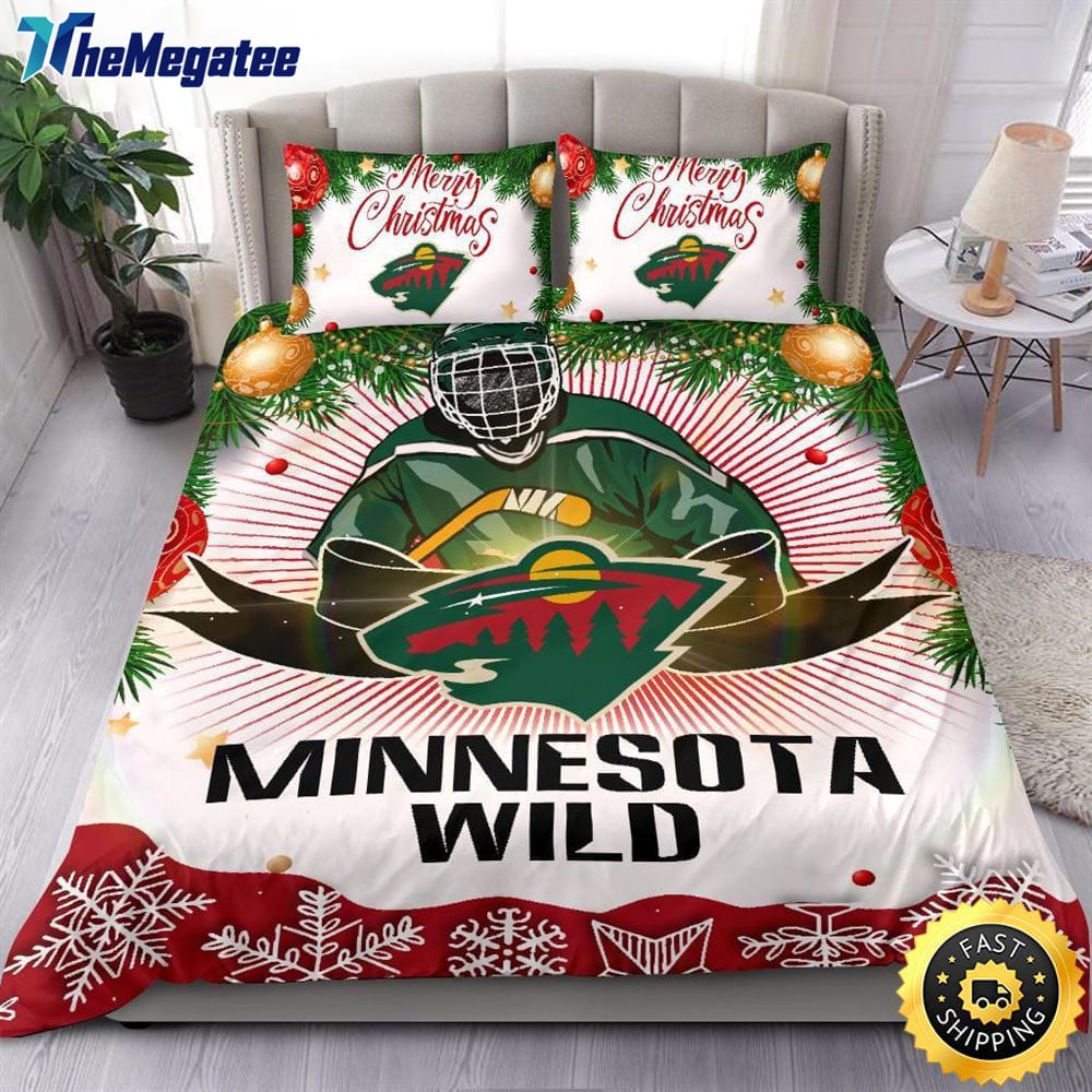 NHL Minnesota Wild Bedding Sets Merry Christmas Quilt Bedding Sets 2025 NHL Minnesota Wild Bedding Sets Merry Christmas Quilt Bedding Sets 2025