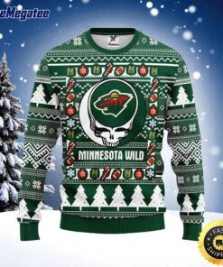 NHL Minnesota Wild Ugly Sweater Grateful Dead Ugly Christmas Fleece Sweater For Fans