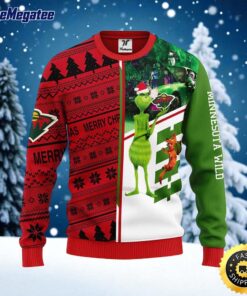 NHL Minnesota Wild Ugly Sweater Grinch And Scooby doo Ugly Christmas Sweater For Fans
