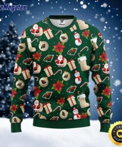NHL Minnesota Wild Ugly Sweater Santa Claus Snowman Ugly Christmas Sweater For Fans
