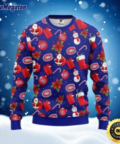 NHL Montreal Canadians Ugly Sweater Santa Claus Snowman Ugly Christmas Sweater For Fans