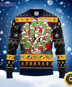 NHL Nashville Predators Ugly Sweater 12 Expressions Of Grinch During The Christmas Season Sweater For Fans