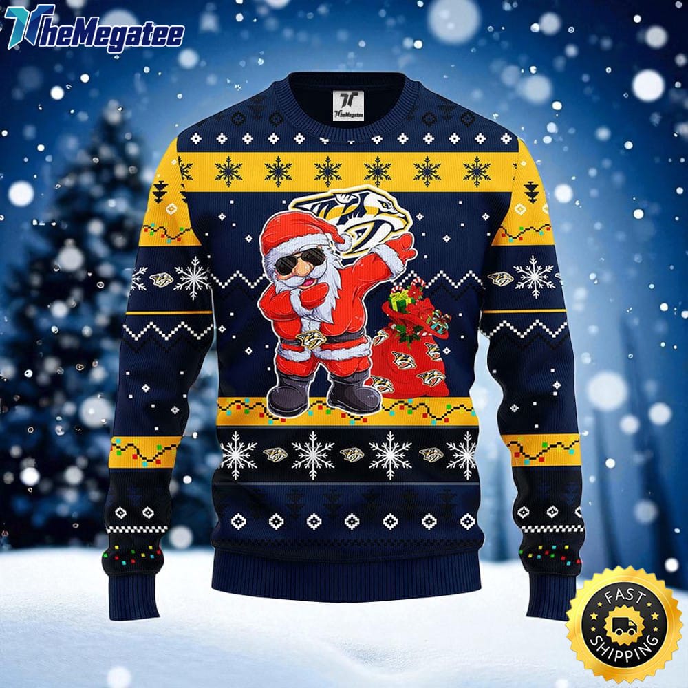 NHL Nashville Predators Ugly Sweater Santa Claus Ugly Christmas Sweater For Fans NHL Nashville Predators Ugly Sweater Santa Claus Ugly Christmas Sweater For Fans