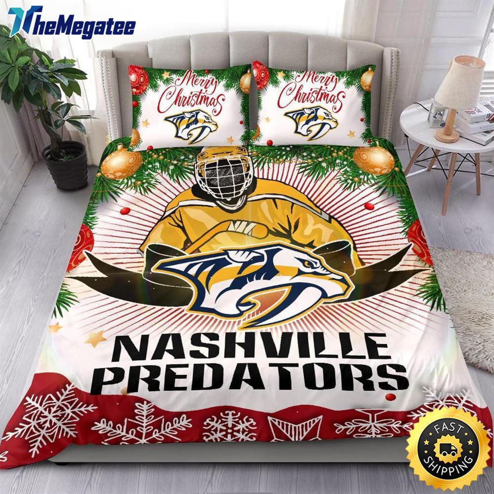 NHL Nashville Predators Bedding Sets Merry Christmas Quilt Bedding Sets 2025 NHL Nashville Predators Bedding Sets Merry Christmas Quilt Bedding Sets 2025