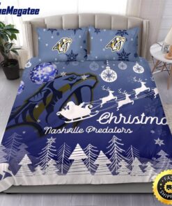 NHL Nashville Predators Bedding Sets Santa Claus Sleigh And Reindeer Christmas Quilt Bedding Sets 2025