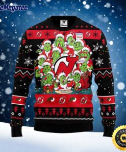 NHL New Jersey Devils Ugly Sweater 12 Expressions Of Grinch During The Christmas Season Sweater For Fans