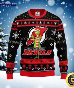 NHL New Jersey Devils Ugly Sweater Funny Grinch Ugly Christmas Sweater For Fans