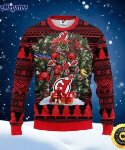 NHL New Jersey Devils Ugly Sweater Tree Ugly Christmas Fleece Sweater For Fans