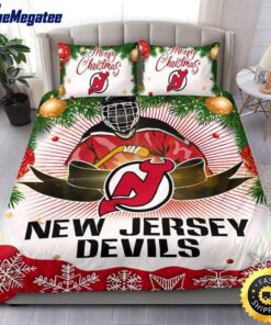 NHL New Jersey Devils Bedding Sets Merry Christmas Quilt Bedding Sets 2025