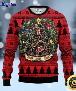 NHL New Jersey Devils Ugly Christmas Sweater Ball Pine Tree, NFL Christmas Sweater
