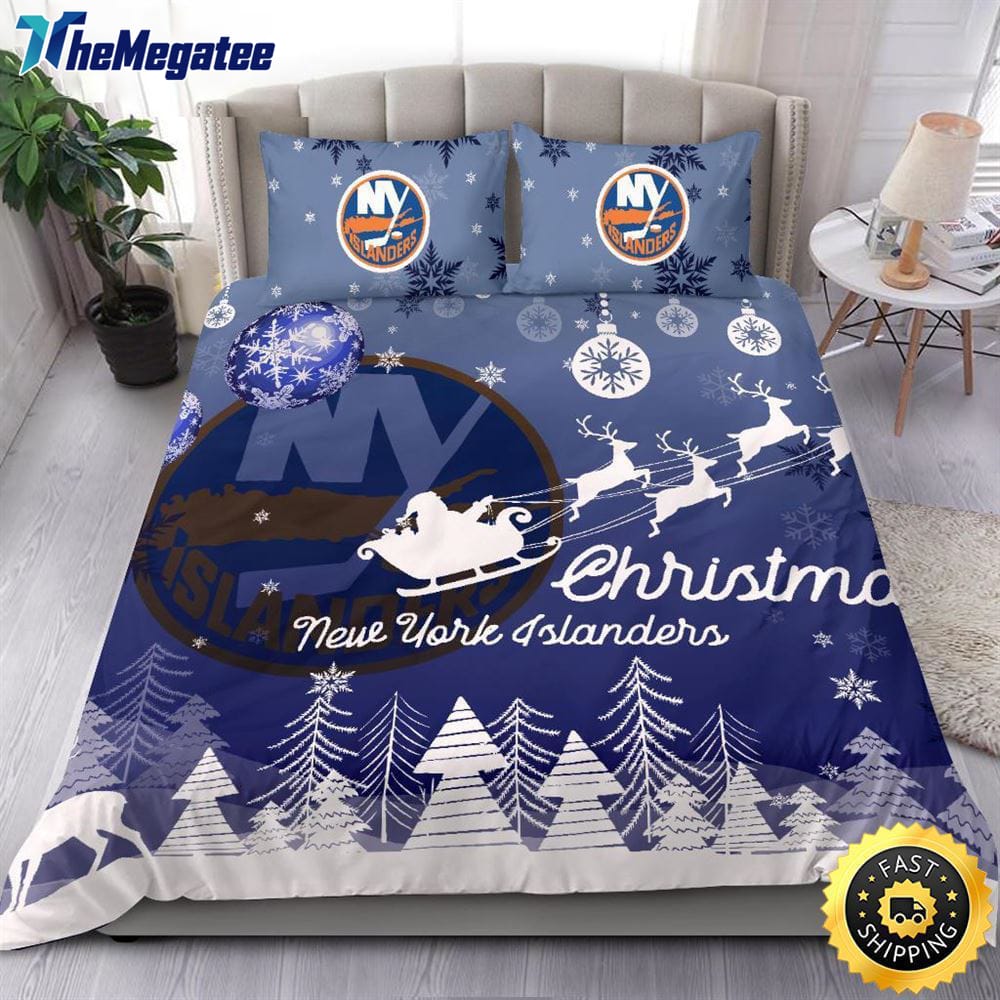 NHL New York Islanders Bedding Sets Santa Claus Sleigh And Reindeer Christmas Quilt Bedding Sets 2025 NHL New York Islanders Bedding Sets Santa Claus Sleigh And Reindeer Christmas Quilt Bedding Sets 2025