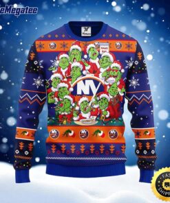 NHL New York Islanders Ugly Sweater 12 Expressions Of Grinch During The Christmas Season Sweater For Fans