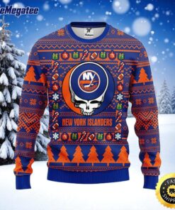 NHL New York Islanders Ugly Sweater Grateful Dead Ugly Christmas Fleece Sweater For Fans